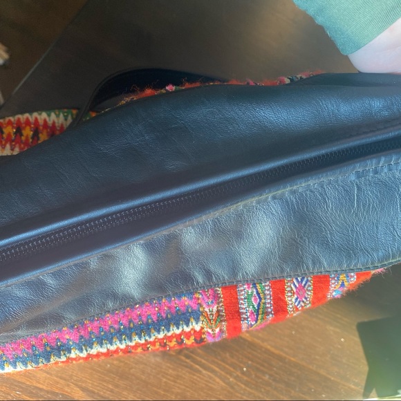 Albano Multicolor Mix Match Pattern Black Purse Hand Bag Cross Body - Picture 11 of 12